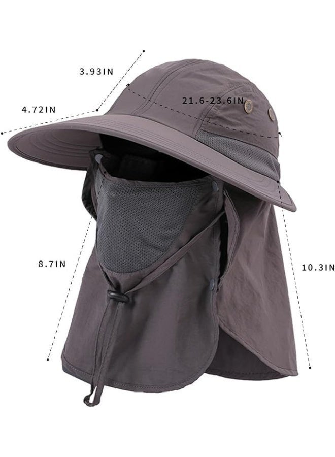 CLENEA Fishing Hat,Outdoor Sunshade Hat with 50 + UPF Protective Hat, Wide Brim Fisherman's Hat with Neck Flap, Sunscreen, Anti Mosquito, Anti Ultraviolet, Go Out, Fishing, Play - Image 2